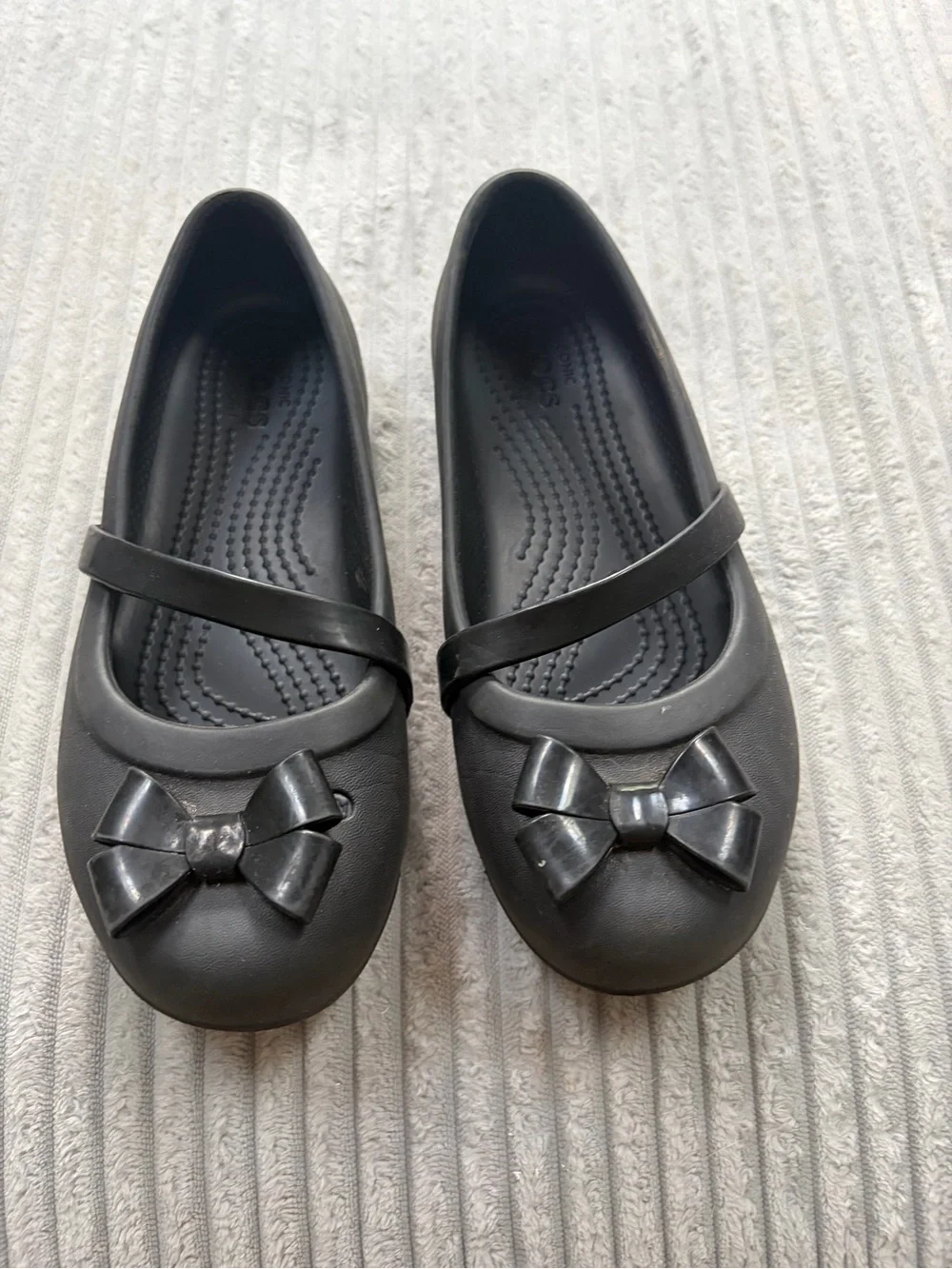 Classic Kids Black Crocs with Bow